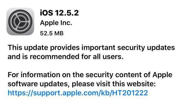 新晃苹果手机维修分享iOS12.5.2发布，建议所有老苹果用户安装 
